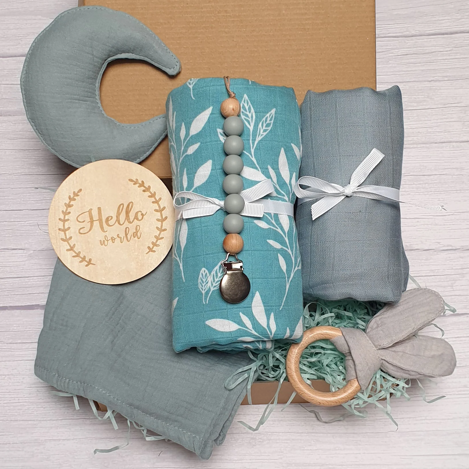 6-delige Baby Cadeauset (Poeder Blauw)