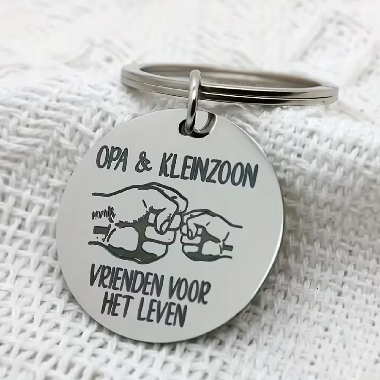 RVS Sleutelhanger ‘Opa & Kleinzoon’