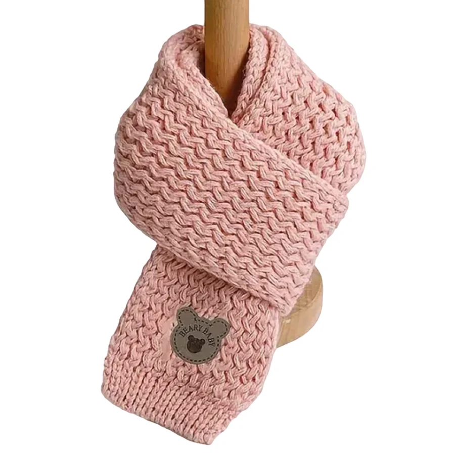 Gebreide Sjaal met Beertje – Roze