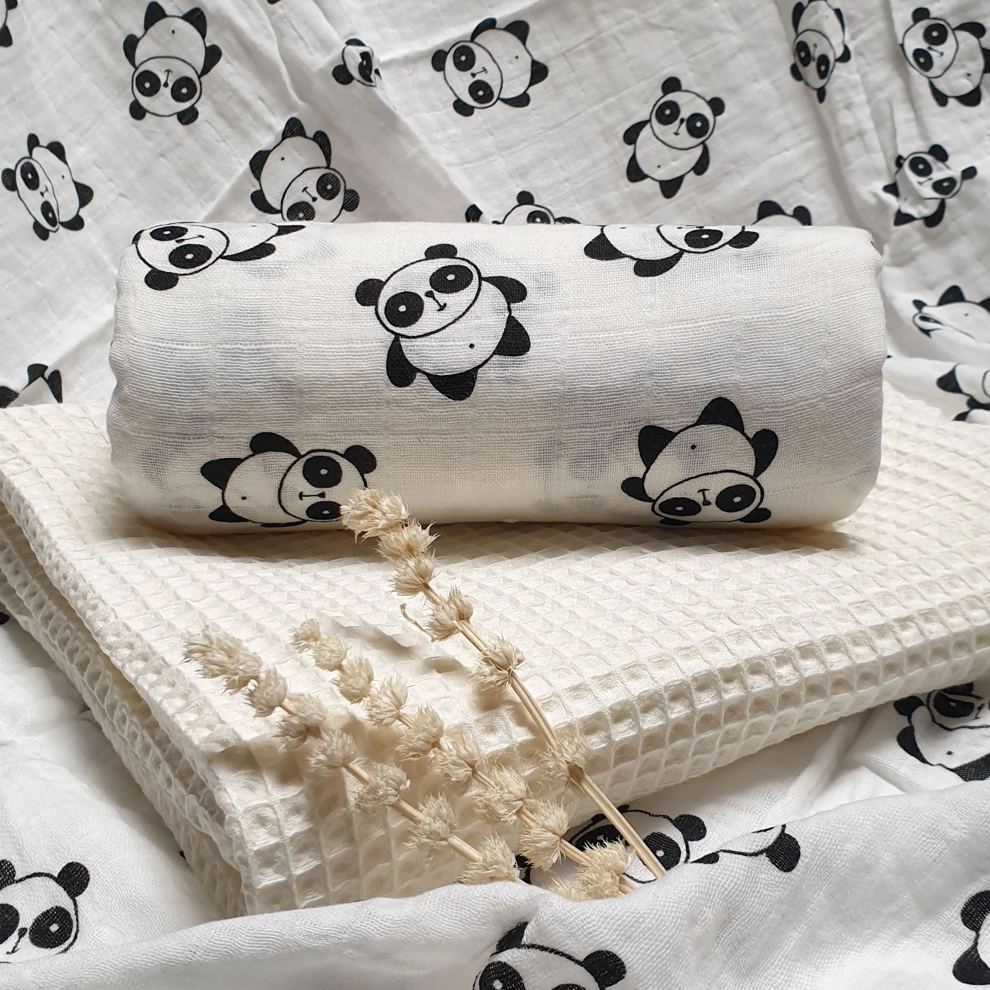 Mousseline Doek ‘Panda’ (110×120 cm)