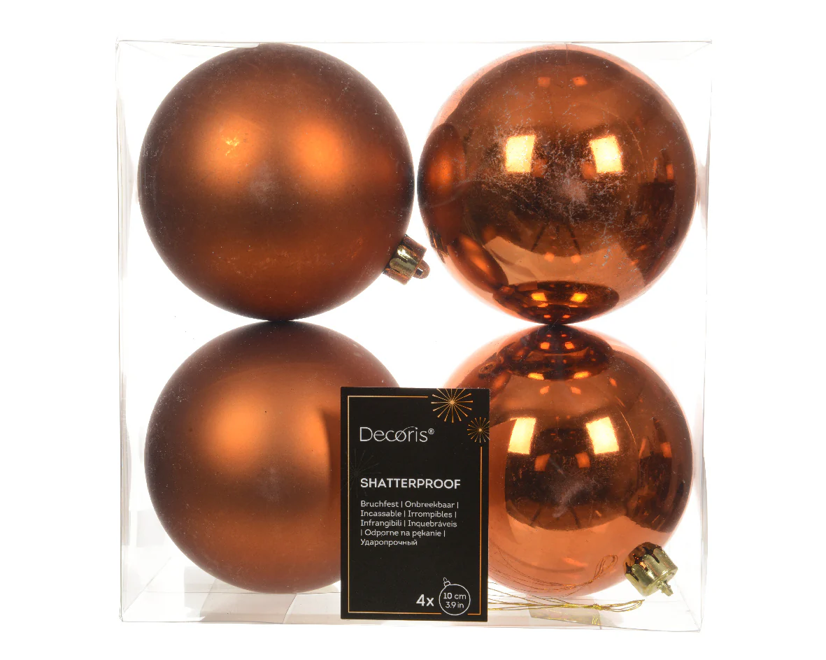 Kerstballen kunststof – box 4 stuks – warm cider