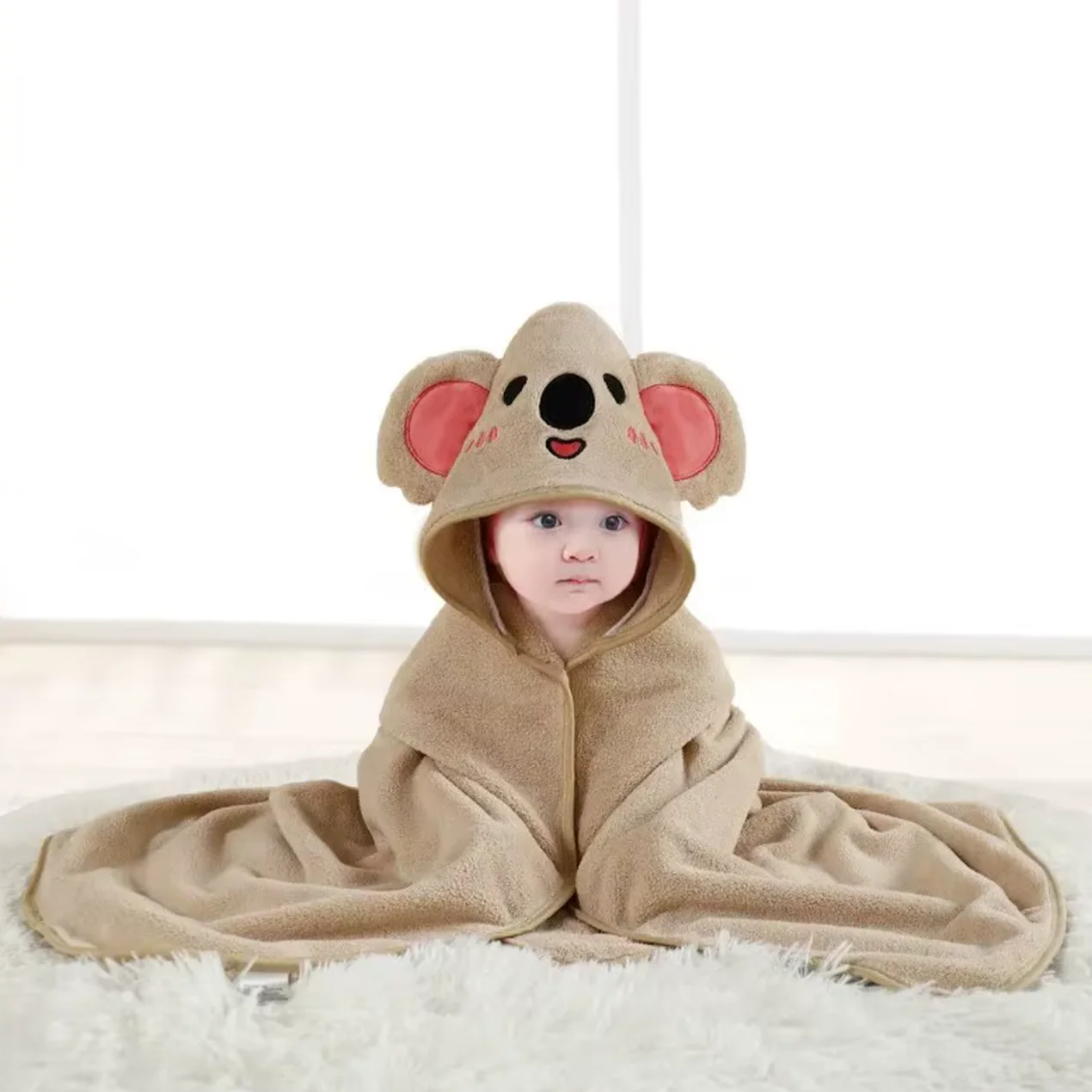 Fleece Badcape met Capuchon ‘Koala’