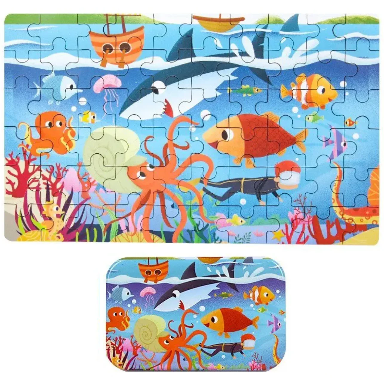 Puzzel (60 stukjes) in Bewaarblik – Oceaan