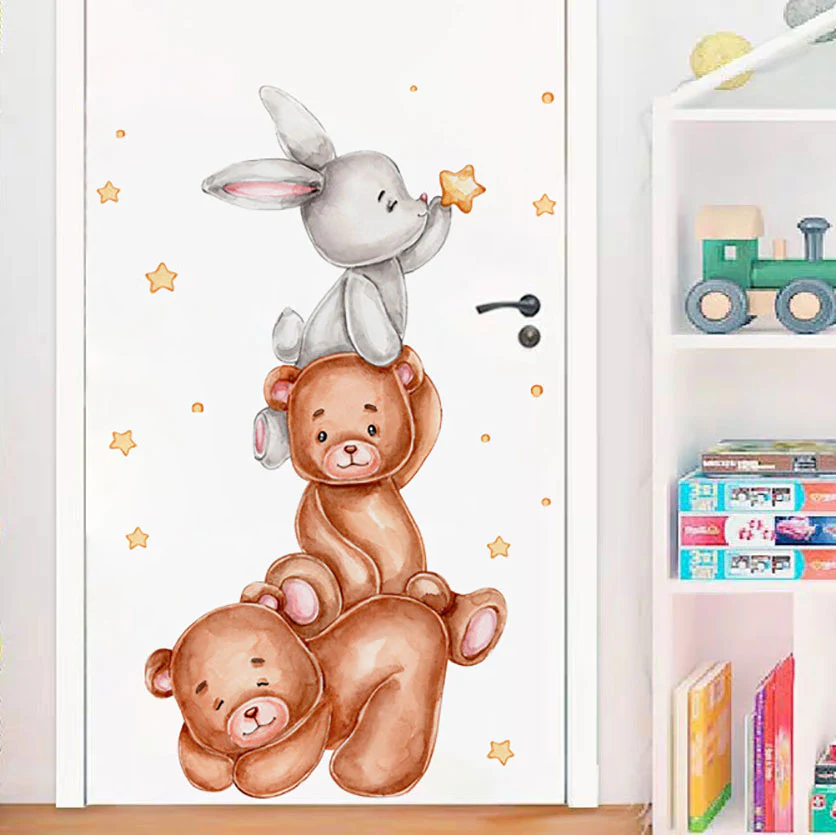 Muursticker ‘Teddy Beren & Bunny’