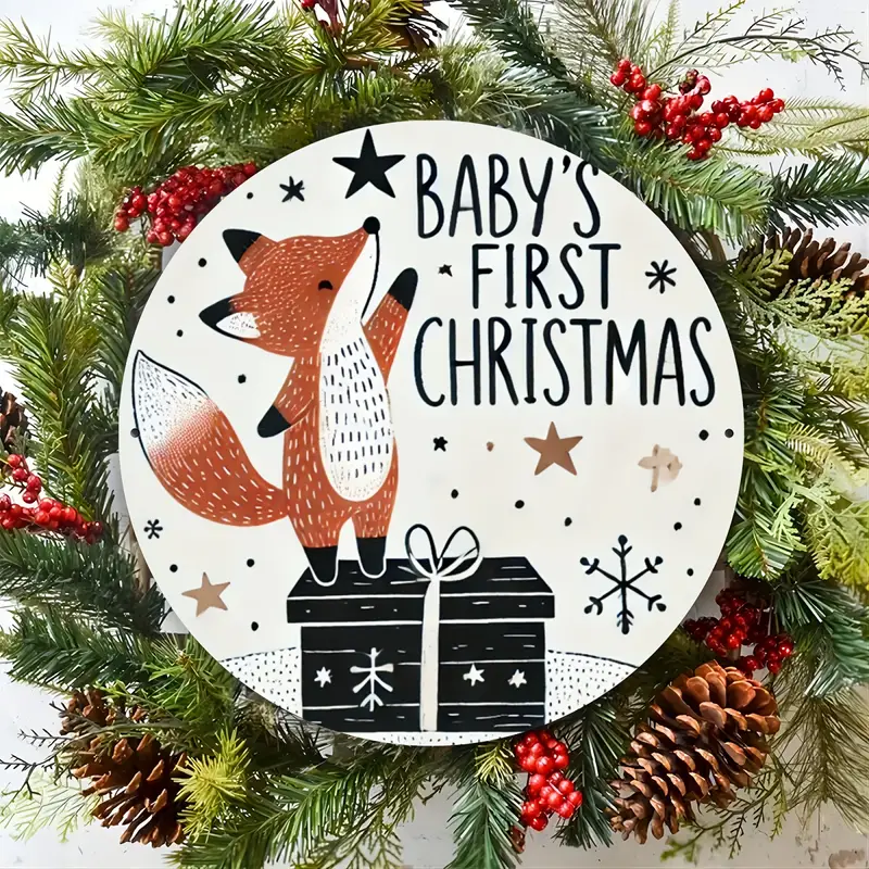 Aluminium Cirkel ‘Baby’s First Christmas’