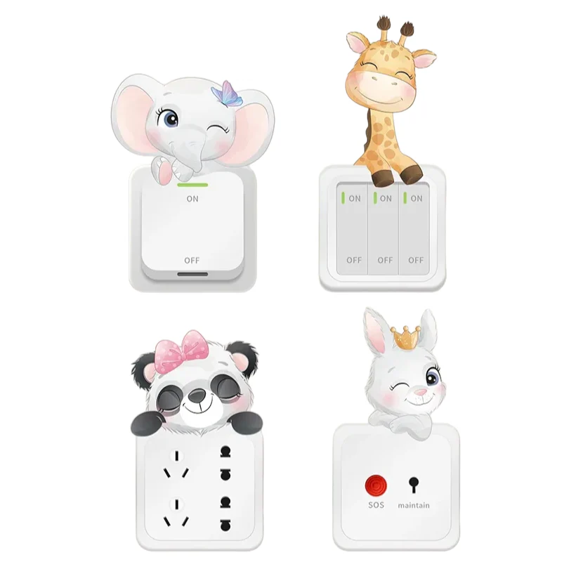 4 stuks Lichtknop Stickers ‘Dieren’