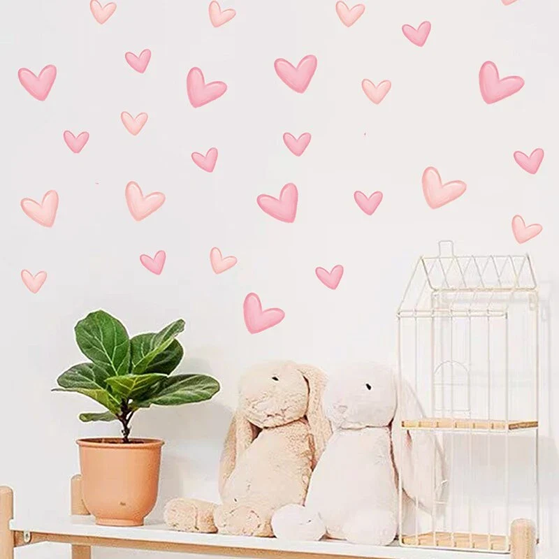 Muurstickers ‘Roze Hartjes’