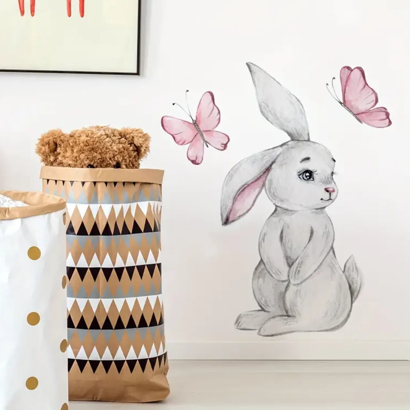 Muursticker ‘Bunny & Butterflies’