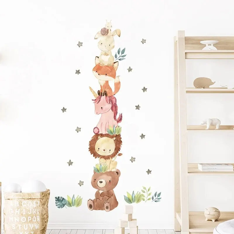 Muursticker Cartoon Dieren ‘Totempaal’
