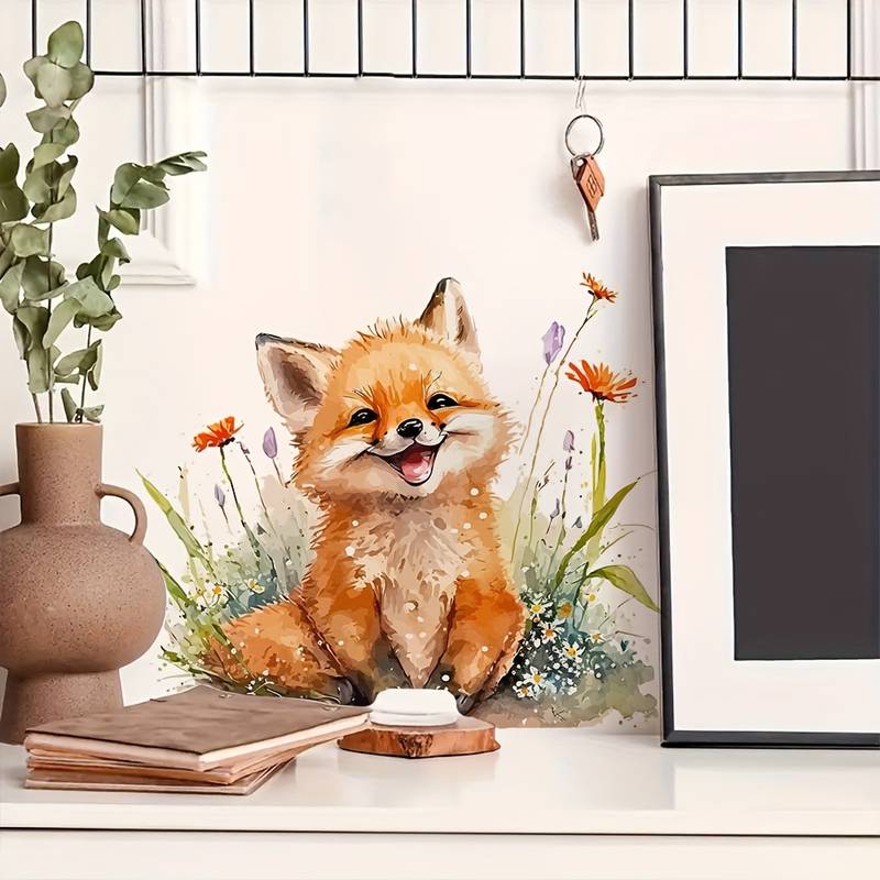 Muursticker ‘Schattig Lachend Vosje’