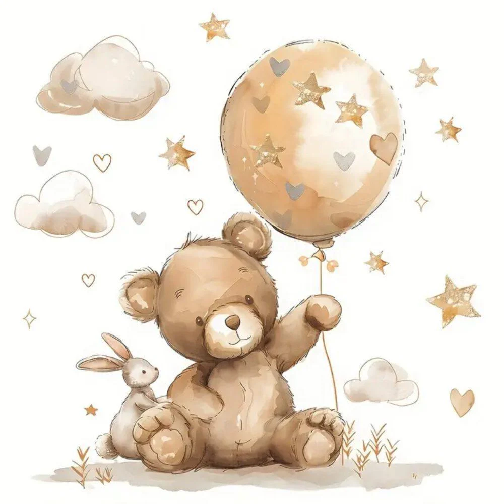 Muursticker ‘Teddybeer met Ballon’