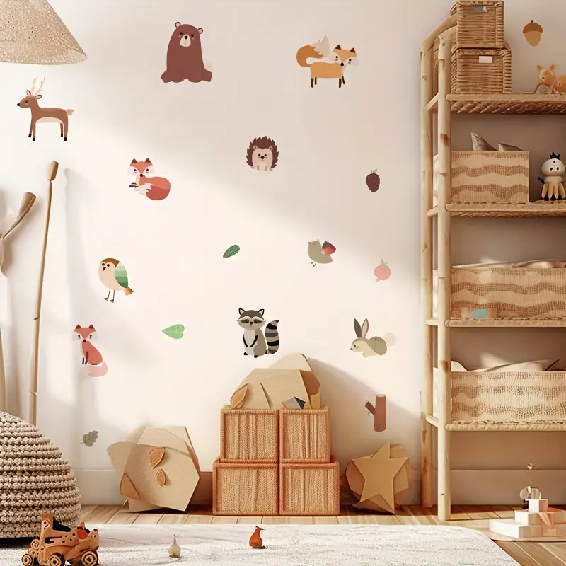 Muursticker ‘Herfstbos met Dieren’