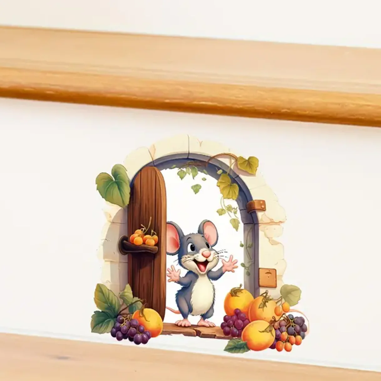 Muursticker ‘Muis met Fruit’