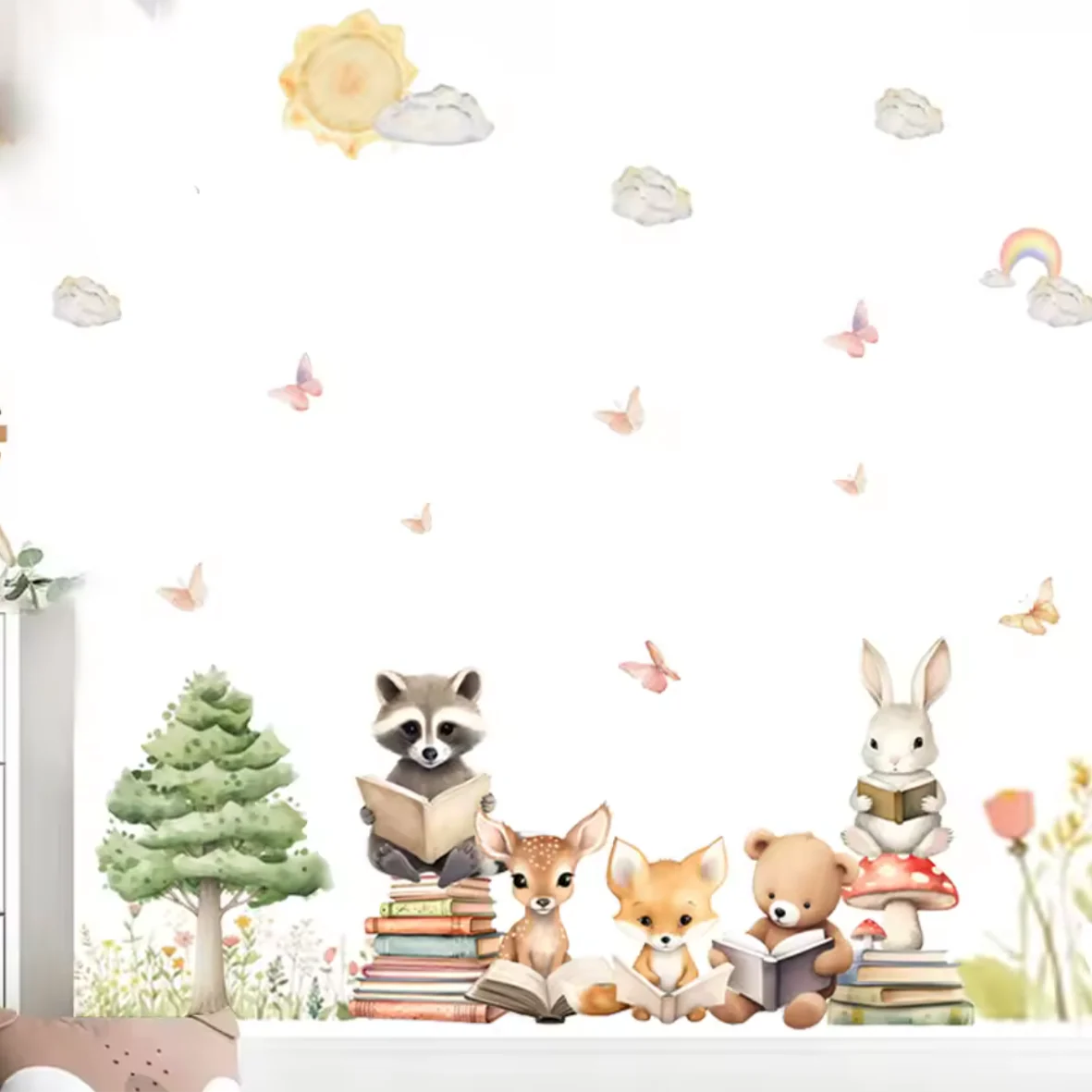 Muursticker ‘Bosdieren en Boeken’