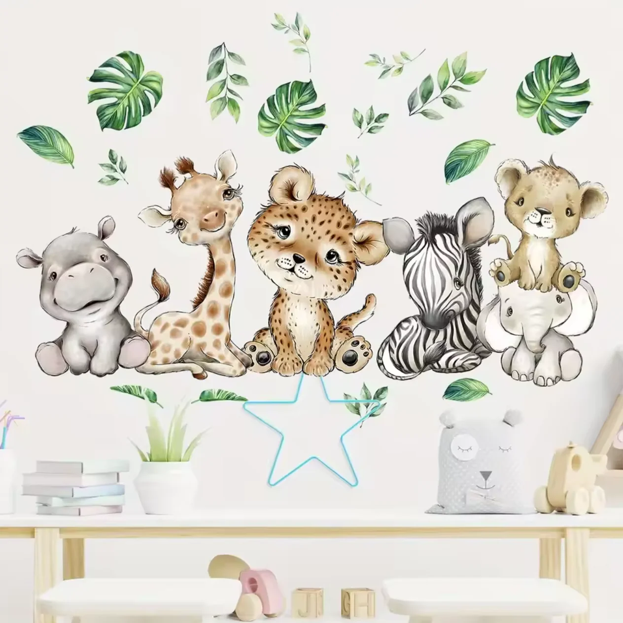 Muursticker ‘Baby Jungle Dieren’
