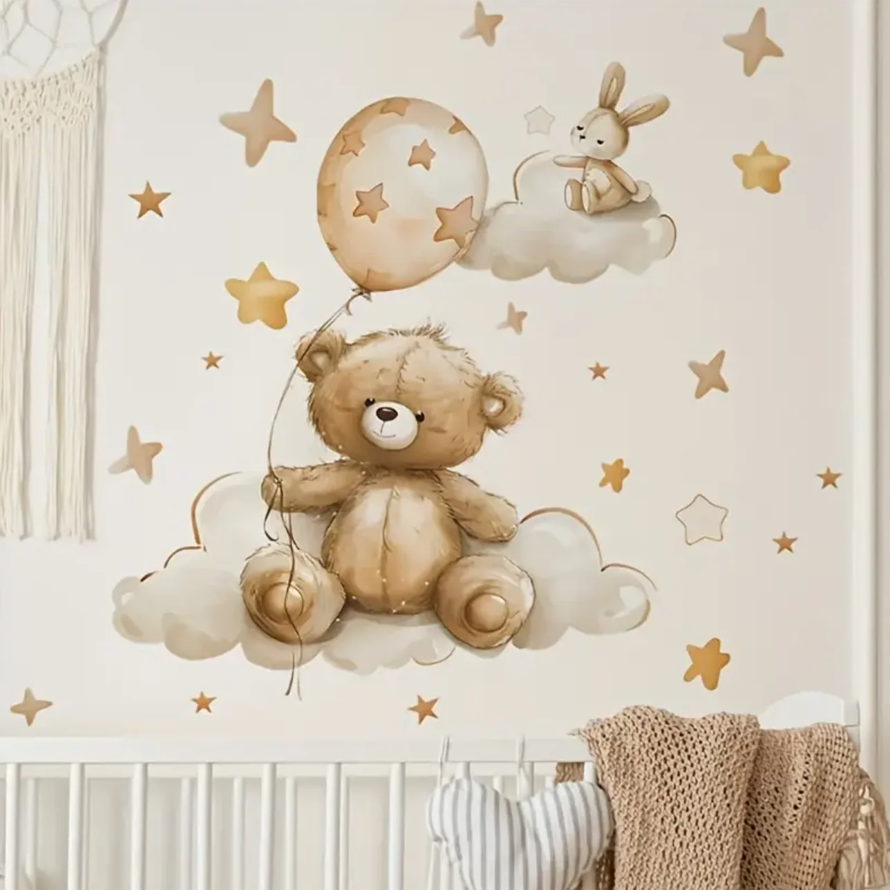 Muursticker ‘Teddy, Bunny & Ballon’