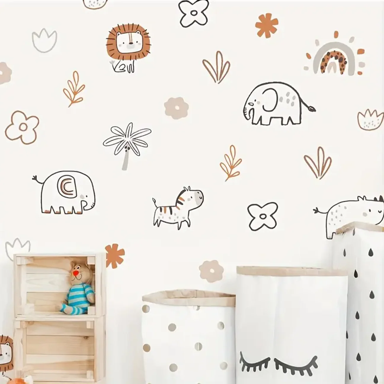 Muursticker ‘Afrikaanse Lineart Dieren’