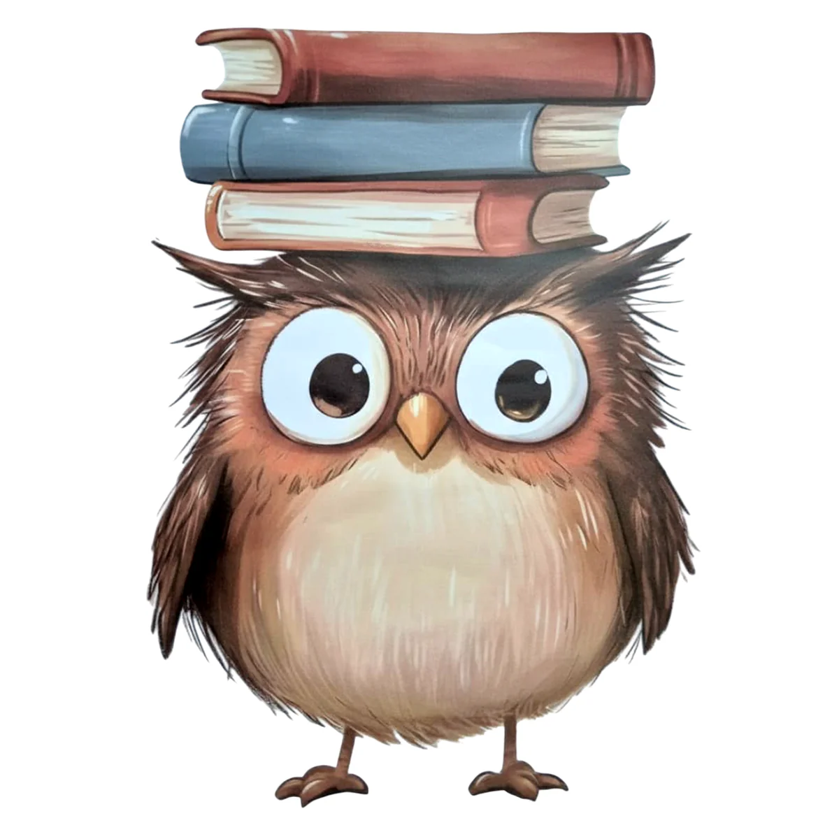 Muursticker ‘Uil met Boeken op Hoofd’
