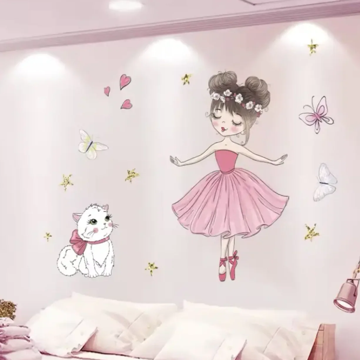 Muursticker ‘Ballerina en Kat’