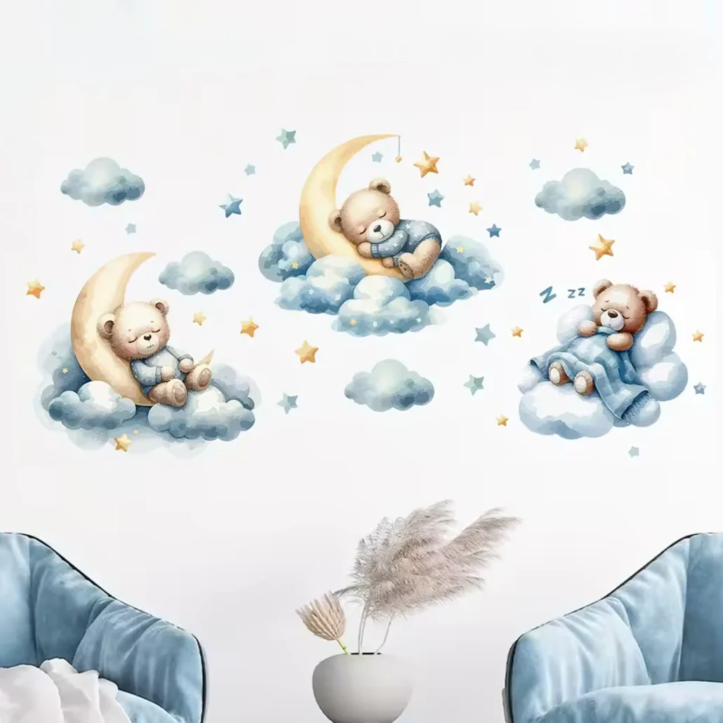 Muursticker ‘Beren slapen in de Wolken’