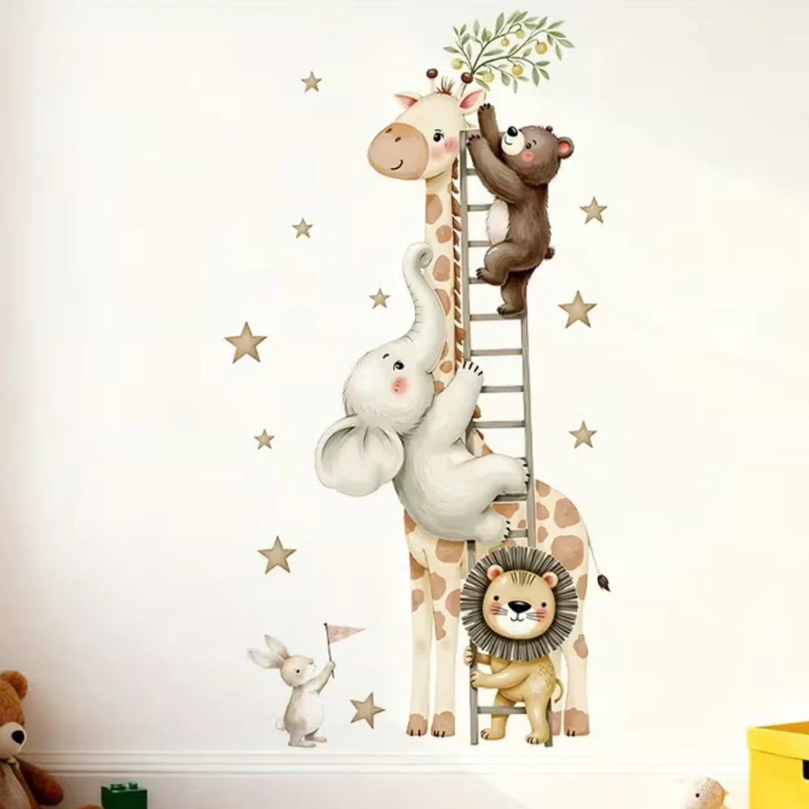 Muursticker “Dieren op een Ladder”