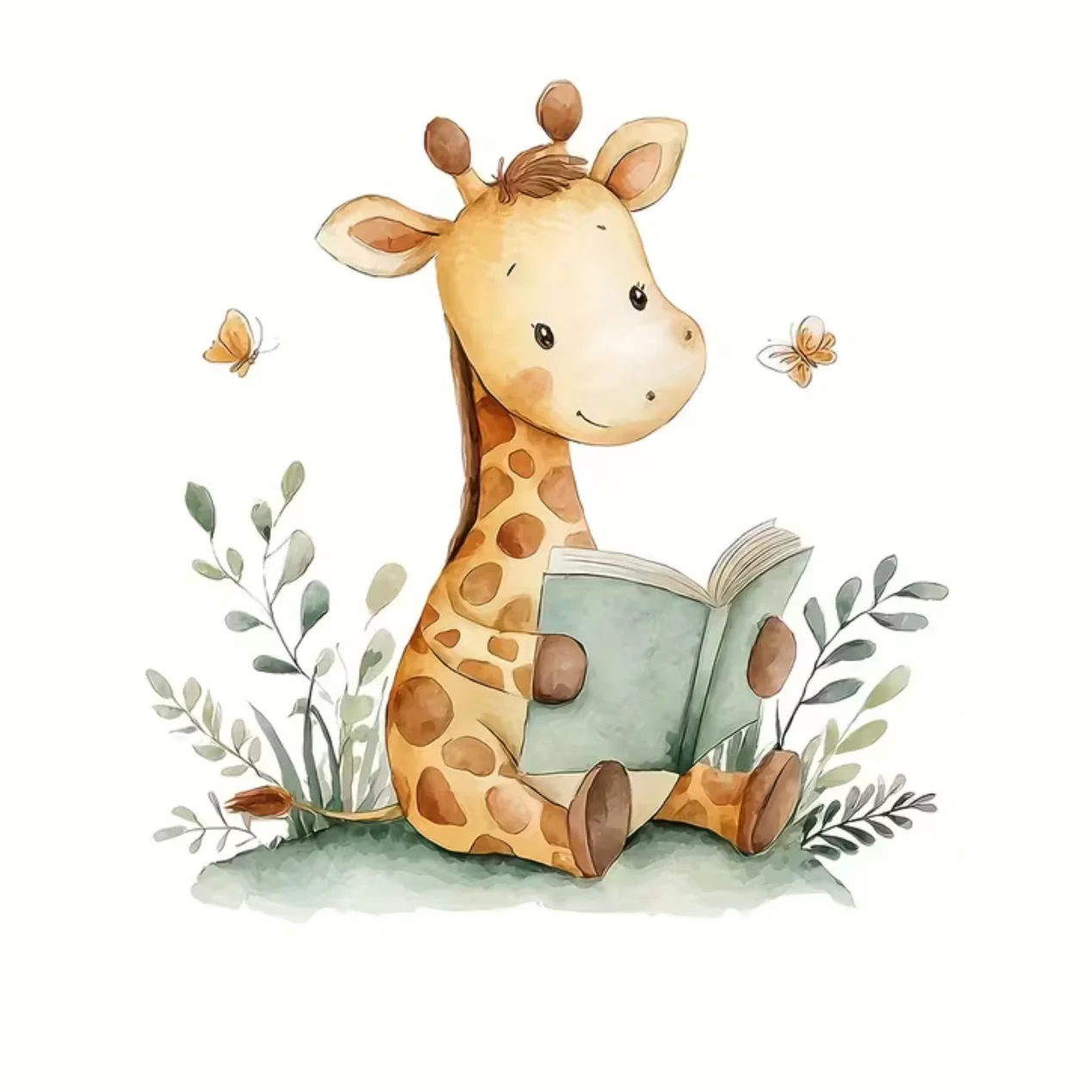 Muursticker “Giraffe met Boek”