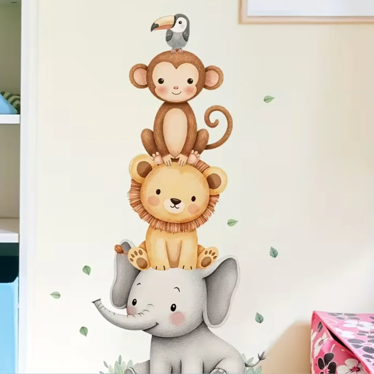 Muursticker ‘Stapeltje Dieren’
