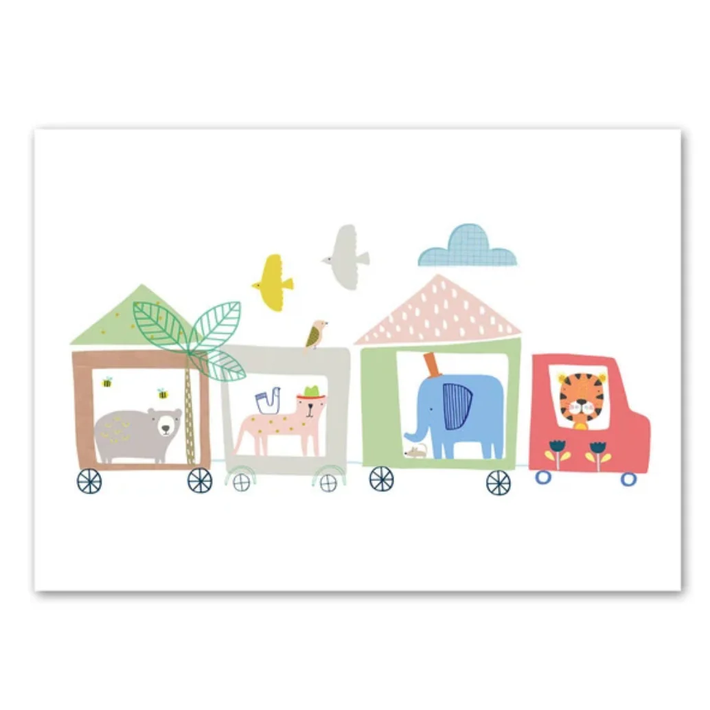 Canvas Poster ‘Trein met Dieren’