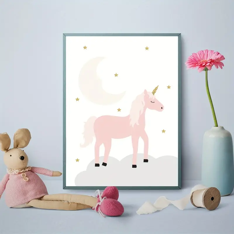Canvas Poster ‘Eenhoorn met Maan en Sterren’