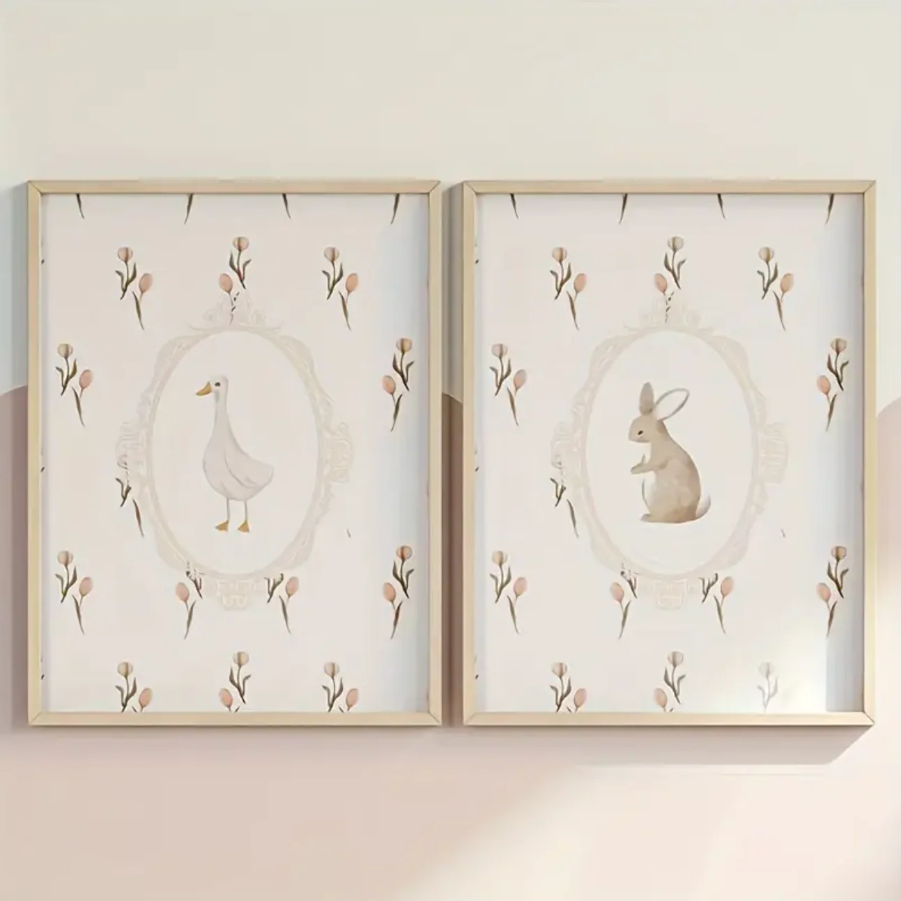 Set: 2 Canvas met Eend en Konijn