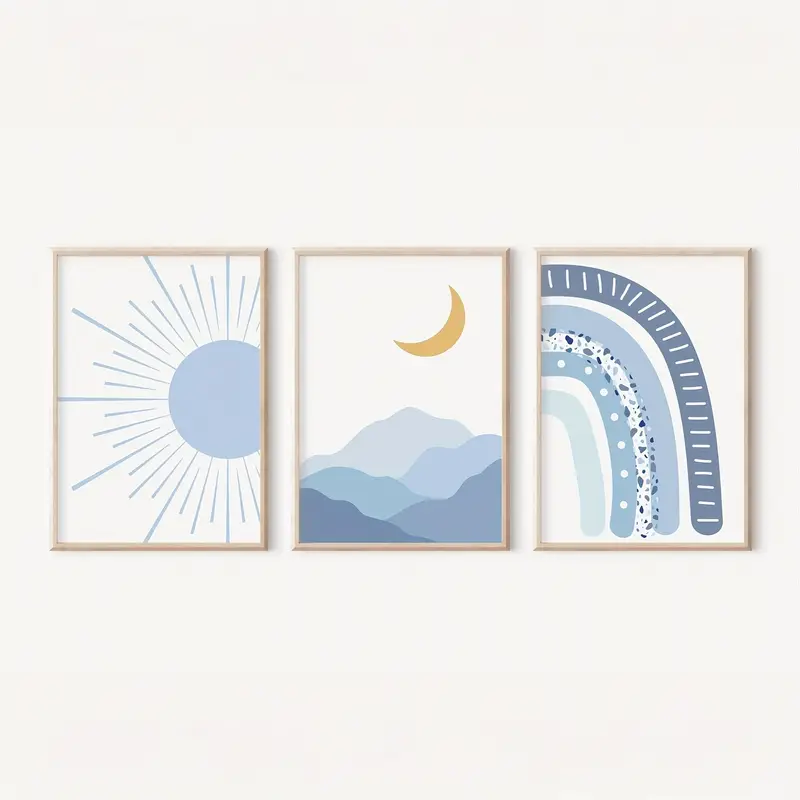 Set van 3 Canvas: ‘Sun, Moon & Rainbow’