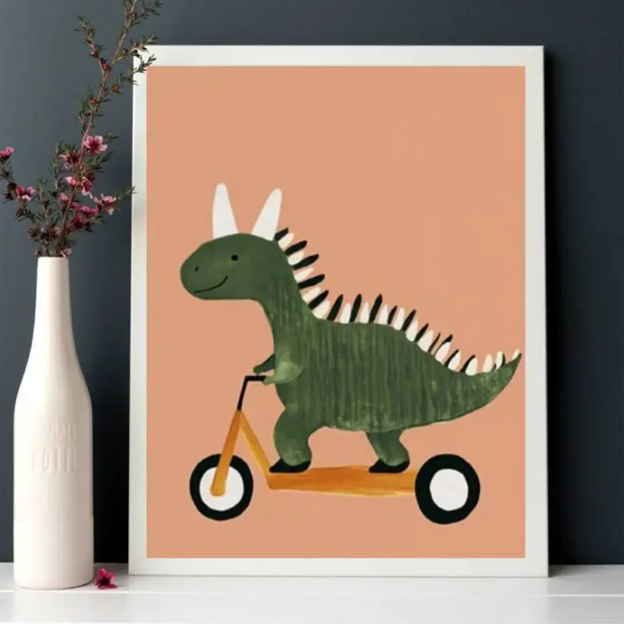 Canvas Poster ‘Dinosaurus op Step’