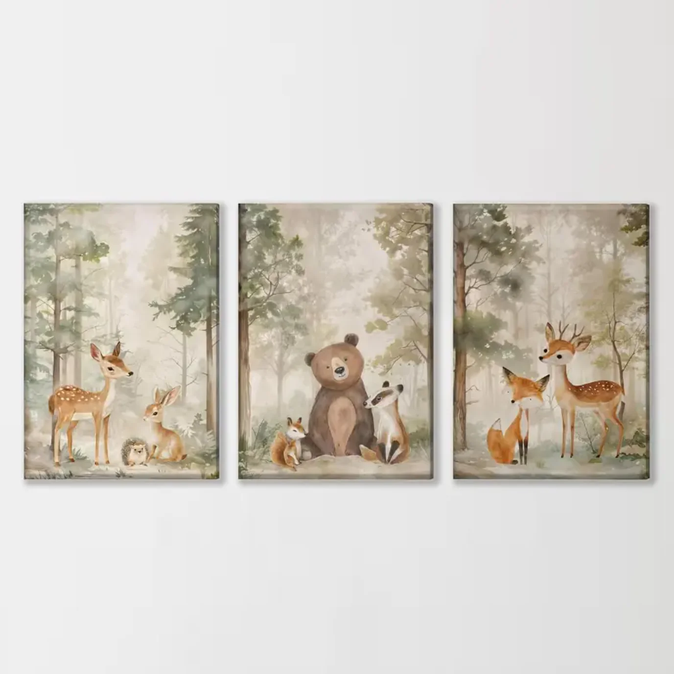 Set van 3 Canvas ‘Herten, Beer & Vos’