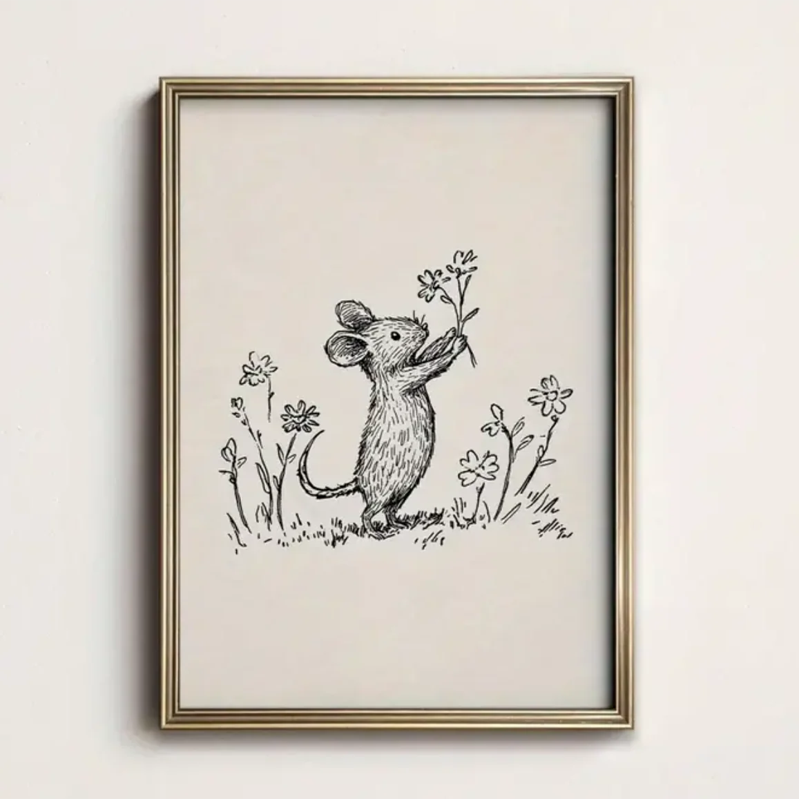 Canvas ‘Muis plukt Bloemen’