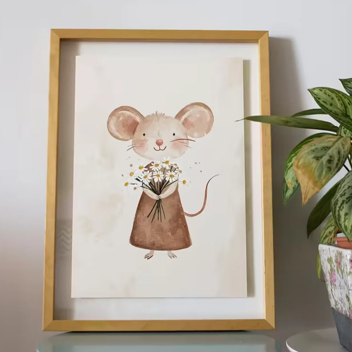 Canvas ‘Muis met Boeket’