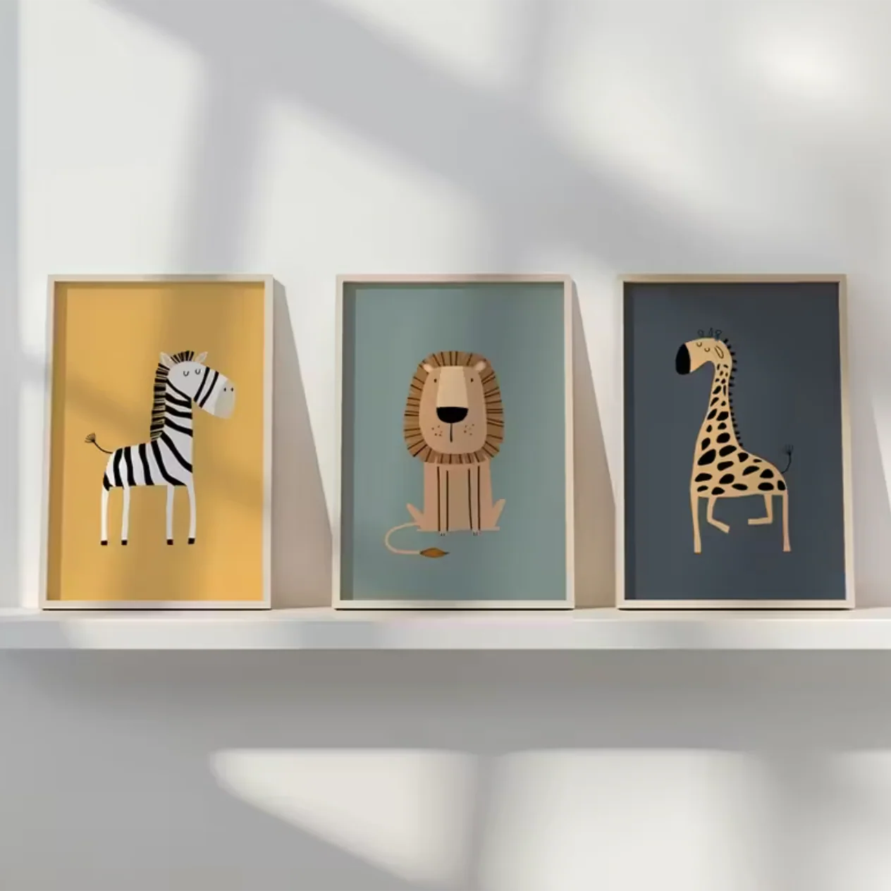 Set: 3 canvas ‘Leeuw, Zebra & Giraffe’ (2 afmetingen)
