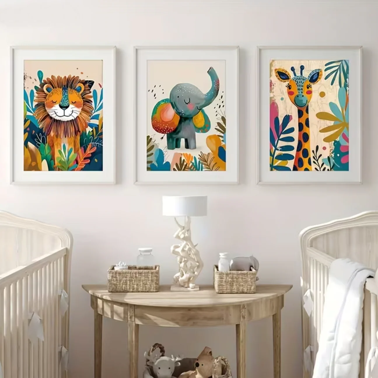 Set: 3 Canvas ‘Fel Gekleurde Dieren’