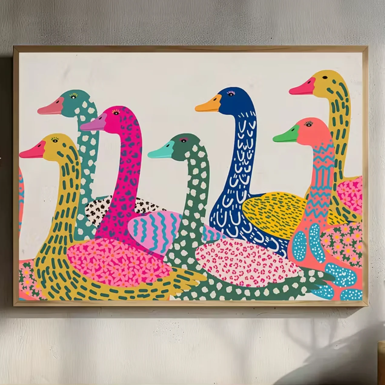 Canvas ‘Kleurrijke Ganzen’