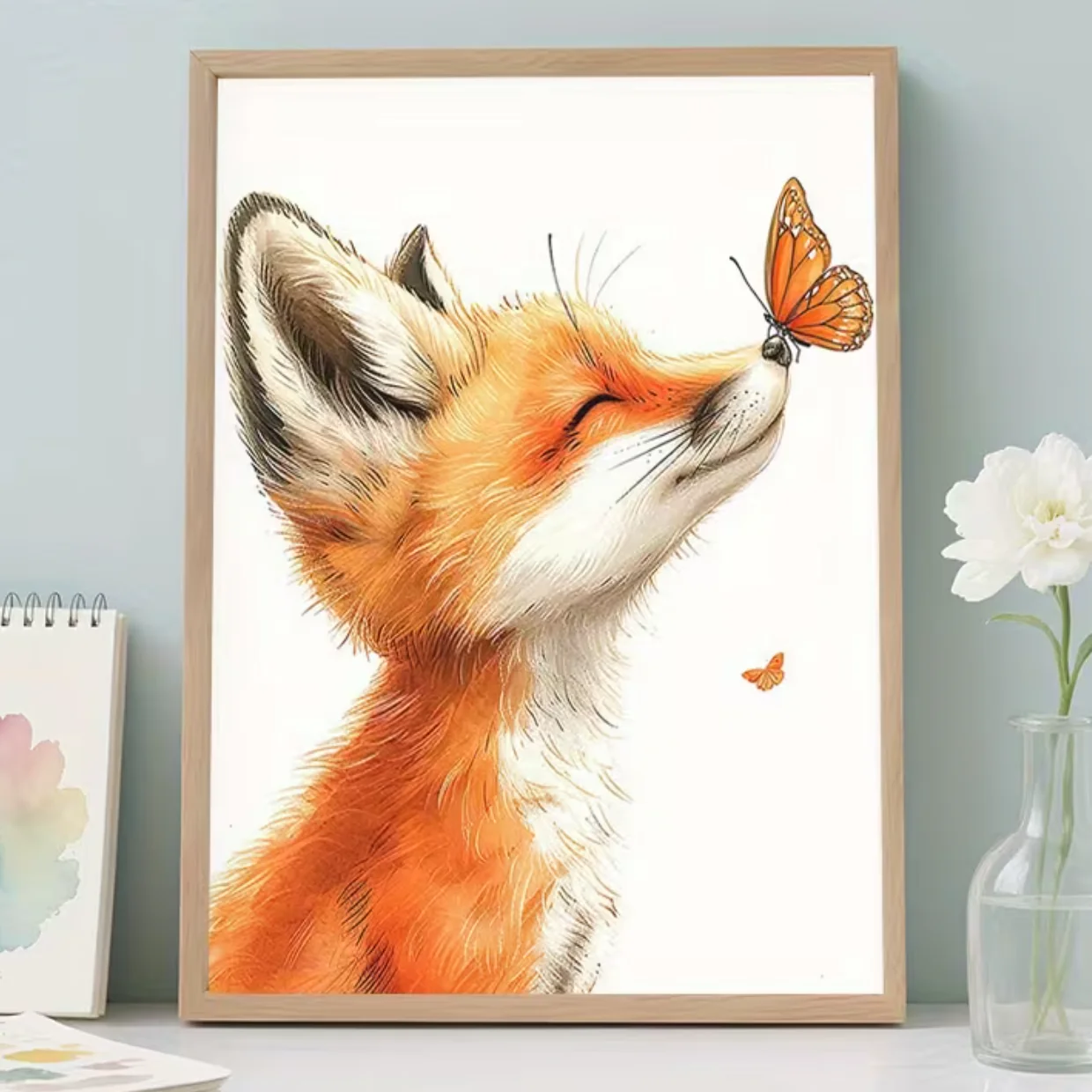 Canvas Poster ‘Vosje met Vlinder’