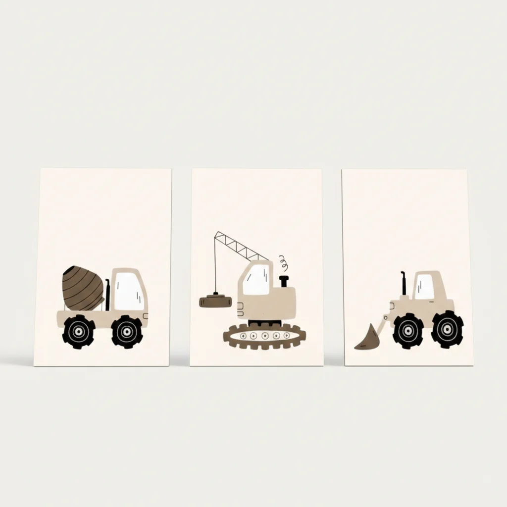 Set van 3 Canvas ‘Constructie Voertuigen’