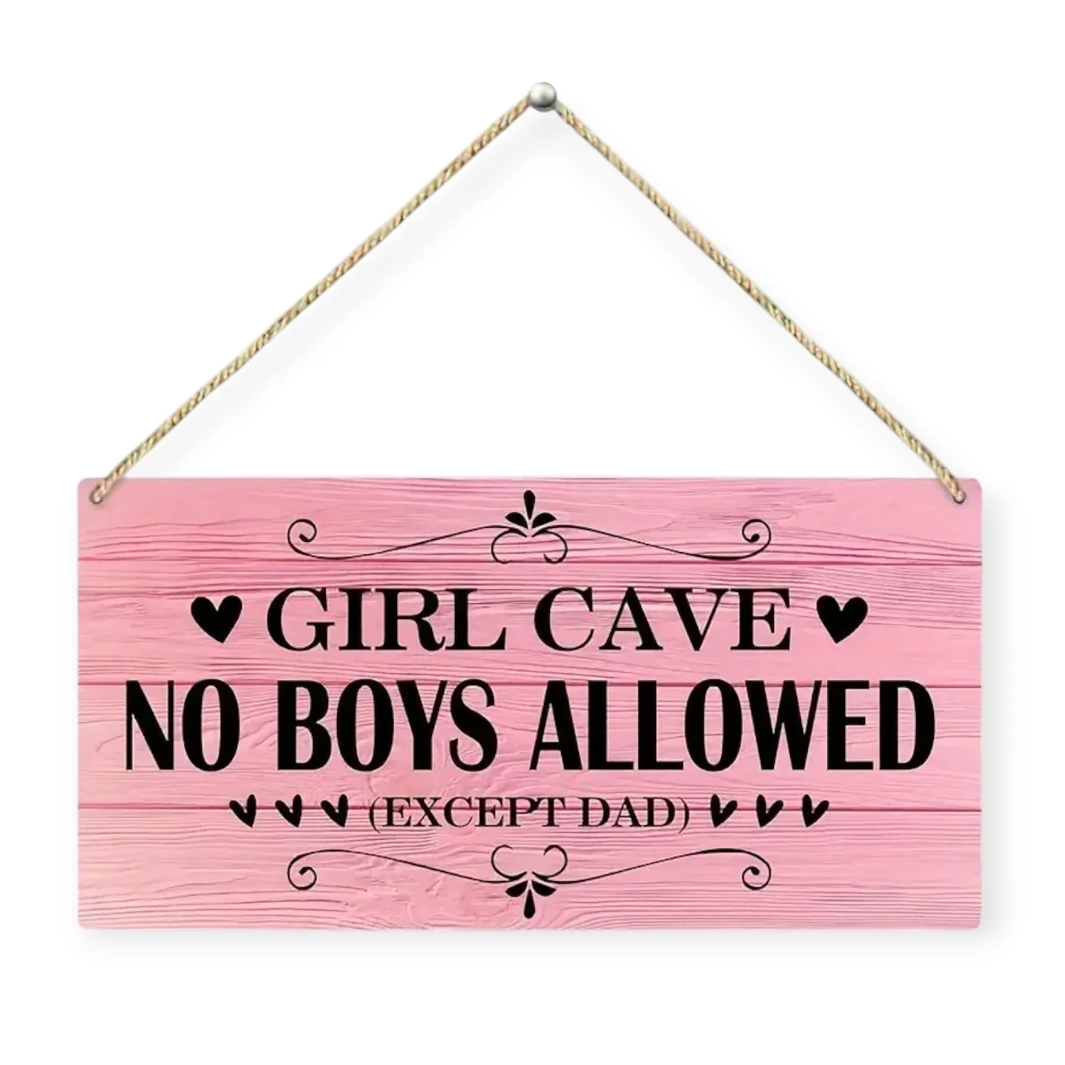 Roze ‘Girl Cave’ Bordje met Hartjes