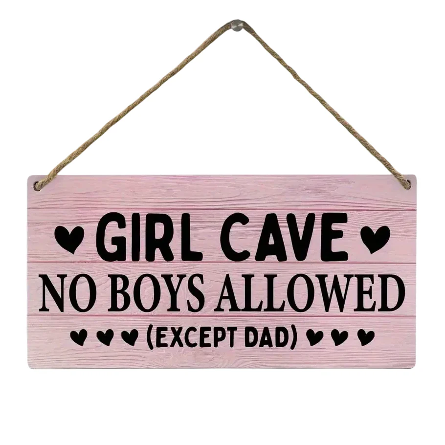 Roze ‘Girl Cave’ Bordje (29x15cm)