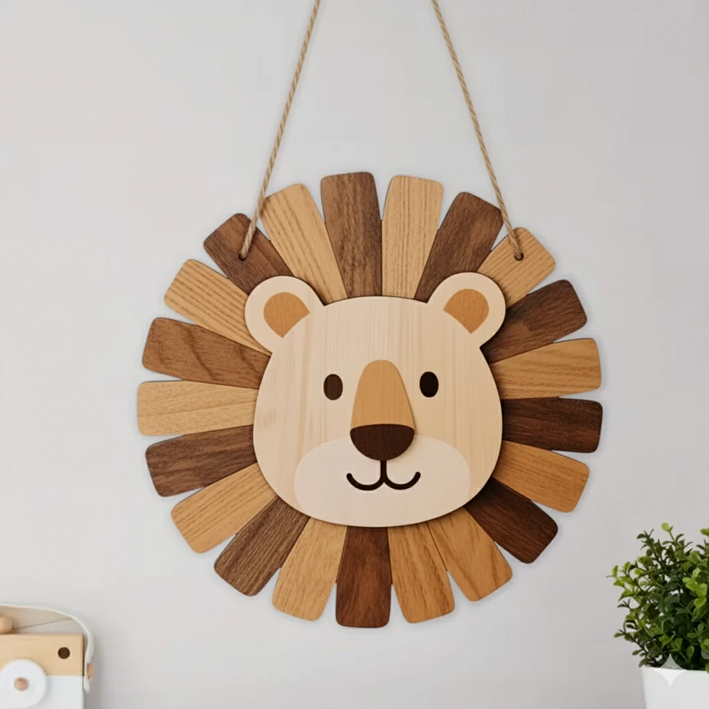 Houten Wandbordje ‘Leeuw’