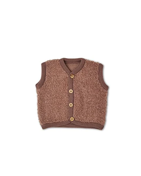 Bouclé gilet – Merino wol – Rose brown – Smallstuff