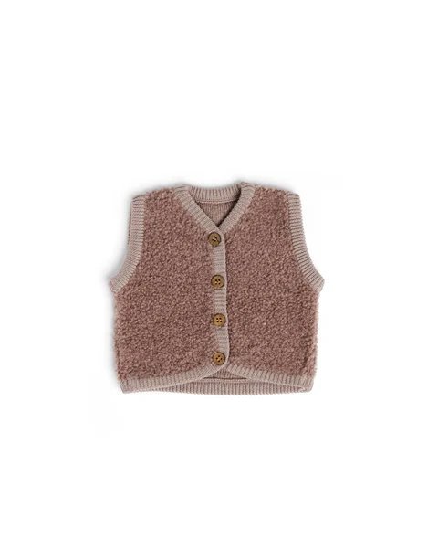 Bouclé gilet – Merino wol – Pink – Smallstuff