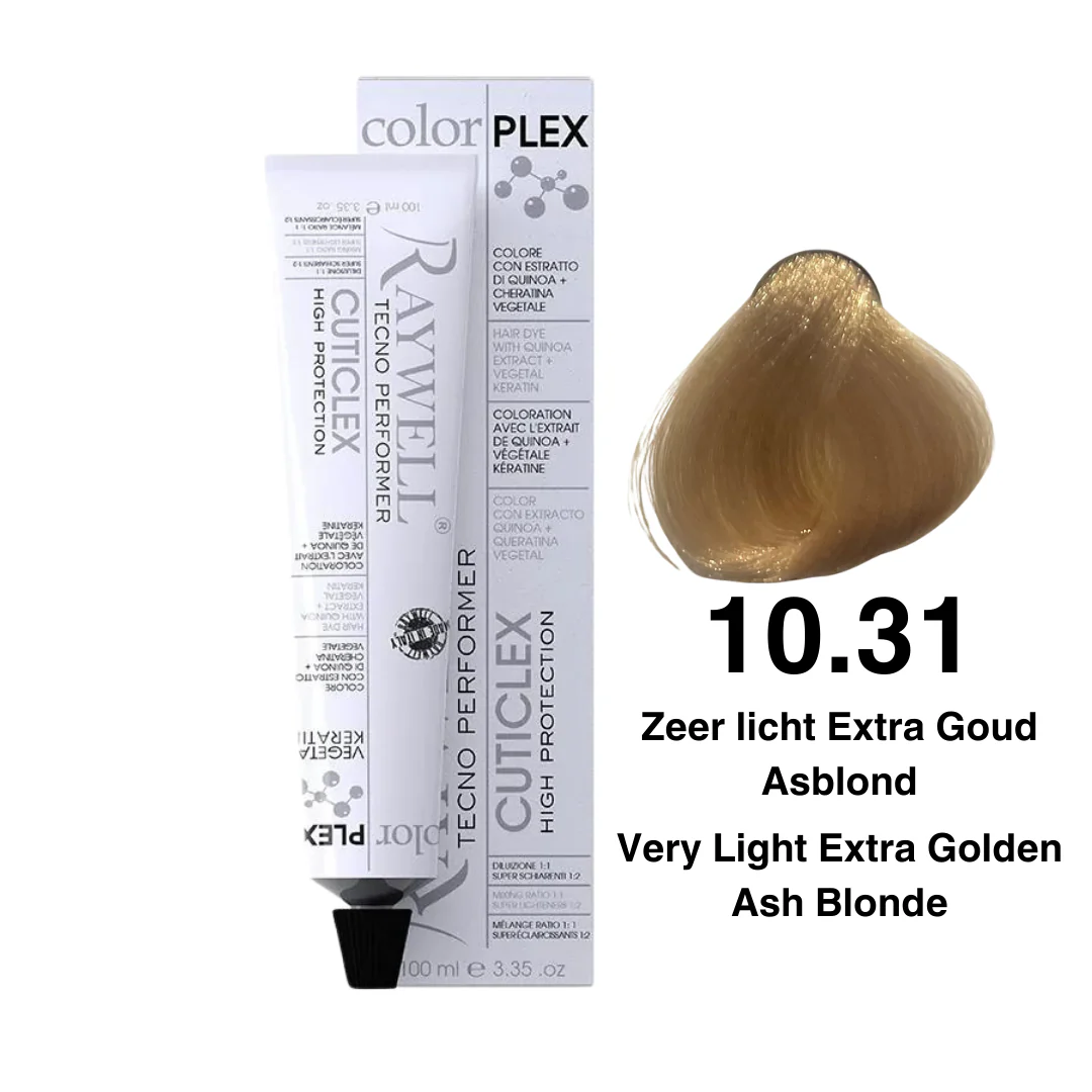 Raywell ColorPlex – Permanente HaarVerf – 10.31 – Zeer licht Extra Goud Asblond – 100 ml