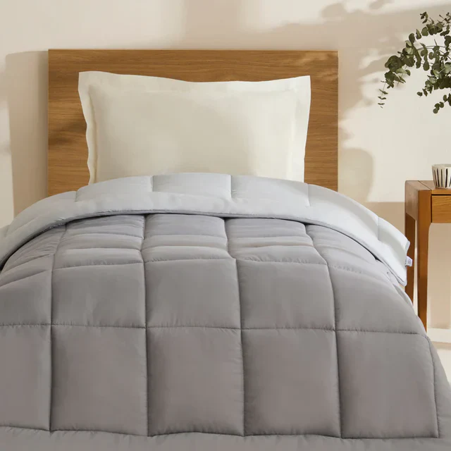 Karaca Home Double Face Dekbedovertrek, 155×220 cm, Antraciet-Grijs