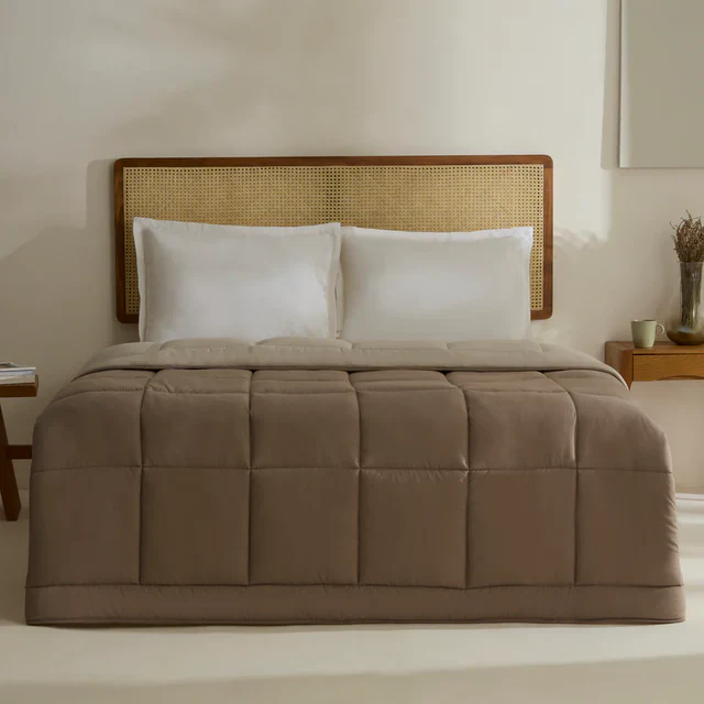 Karaca Home Double Face Dekbedovertrek, 200×200 cm, Beige-Mokka