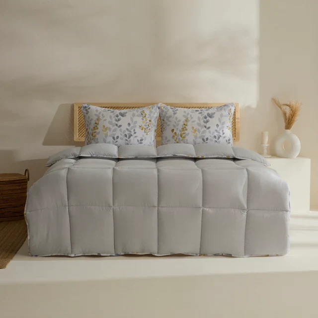 Karaca Leaf Grijs Tweepersoons Dekbedovertrekset 200×200+2x50x70