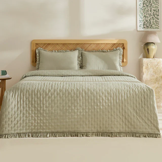 Fiona Sprei Set Saliegroen 230×240 cm + 2 (50×70 cm)
